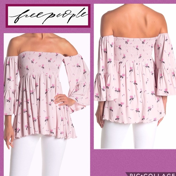 FREE PEOPLE Top Lana Boho Cloud Berry Pink Lavender Gathered Top - Picture 2 of 8